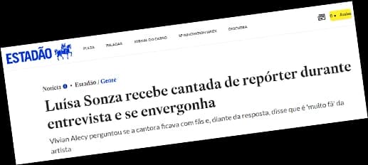 Estadão: Luísa Sonza recebe cantada de repórter durante entrevista e se envergonha